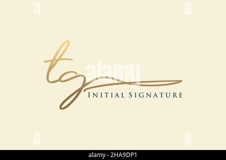 TG lettre Signature logo Template Design élégant logo.Illustration du vecteur de lettrage calligraphique dessiné à la main. Illustration de Vecteur