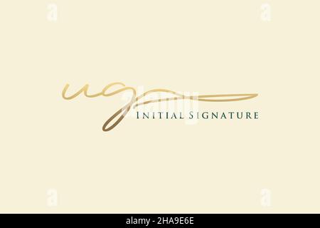 Gabarit de logo Signature de lettre UG logo élégant.Illustration du vecteur de lettrage calligraphique dessiné à la main. Illustration de Vecteur