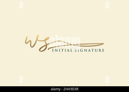 Modèle de logo WS Letter Signature logo élégant.Illustration du vecteur de lettrage calligraphique dessiné à la main. Illustration de Vecteur