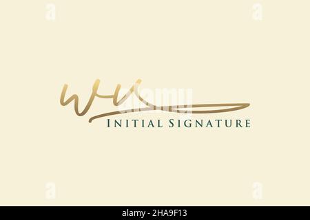 WV Letter Signature logo Template logo élégant.Illustration du vecteur de lettrage calligraphique dessiné à la main. Illustration de Vecteur