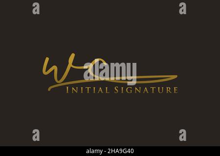 Modèle de logo Signature de lettre WC logo élégant.Illustration du vecteur de lettrage calligraphique dessiné à la main. Illustration de Vecteur