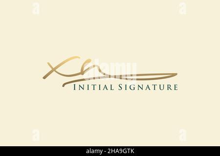 MODÈLE DE logo XN Letter Signature logo élégant.Illustration du vecteur de lettrage calligraphique dessiné à la main. Illustration de Vecteur