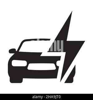 Icône de voiture électrique de style simple sur fond blanc. Illustration de Vecteur