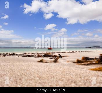 Niveau du sol de sable blanc sur la plage de Providence et la baie de l'île Broughton en Australie - paysage tropical du pacifique. Banque D'Images