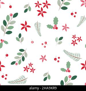 Motif de Noël sans couture sur fond blanc.Illustration de vacances d'hiver mignonnes Banque D'Images