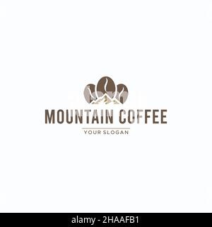 Design minimaliste du logo MOUNTAIN COFFEE bean Hill Illustration de Vecteur