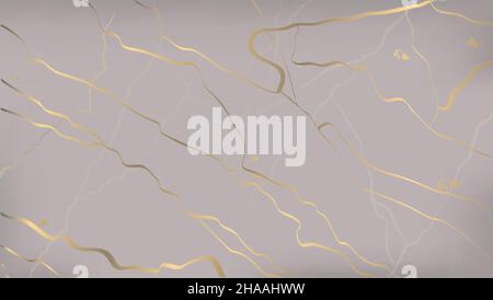 Style Kintsugi.Motif abstrait de fissures dorées.Fond rose Illustration de Vecteur