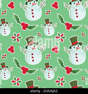 Motif vectoriel sans couture pour les fêtes de Noël et du nouvel an dessinées à la main. Illustration de Vecteur