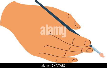 Peindre et dessiner avec un pinceau, un passe-temps d'artiste Illustration de Vecteur