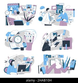 Gestion et organisation du processus de travail Illustration de Vecteur
