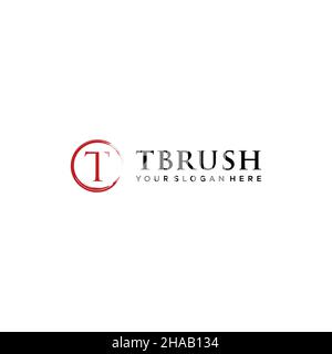 Logo T TBRUSH initial de marque de lettre plate Illustration de Vecteur