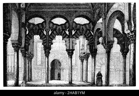 Vue intérieure de la mosquée de Cordoue, (encyclopédie, 1898), Innenansicht der Moschee à Cordoue Banque D'Images