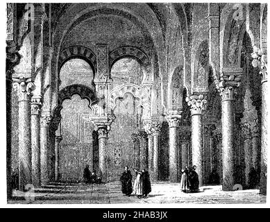 Intérieur de la mosquée à Cordova, , (encyclopédie, 1888), Inneres der Moschee zu Cordova, intérieur de la mousse de Cordoue Banque D'Images