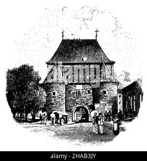 Porte de Marching, Aix-la-Chapelle, , (encyclopédie, 1888),Marschiertor, Aix-la-Chapelle, porte de la Marche, Aix-la-Chapelle Banque D'Images