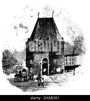 Porte de Pont, Aix-la-Chapelle, , (encyclopédie, 1888),Ponttor, Aix-la-Chapelle, porte du Pont, Aix-la-Chapelle Banque D'Images