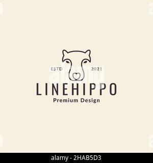 line head face hippo hipster logo symbole icône vecteur graphique design illustration idée créative Illustration de Vecteur