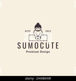 line kid sumo logo symbole icône vecteur graphique design illustration idée créative Illustration de Vecteur