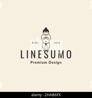 sumo kid line logo symbole icône vecteur graphique design illustration idée créative Illustration de Vecteur