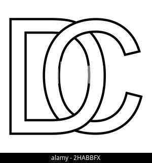 Logo signe dc cd icône signe lettres entrelacées d c Illustration de Vecteur