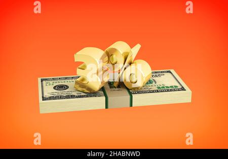 3% d'économie - remise - taux d'intérêt.3D rendu Banque D'Images