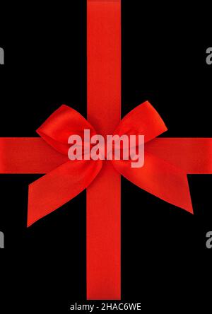 Ruban rouge boucle isolé PNG transparent.Emballage cadeau des fêtes Banque D'Images
