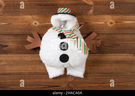 animaux de compagnie Noël neige robe sur un fond de bois Banque D'Images