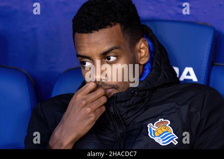 BARCELONE - NOV 28: Alexander Isak sur le banc pendant le match de la Liga entre le RCD Espanyol et Real Sociedad de Futbol au stade RCDE sur Novem Banque D'Images