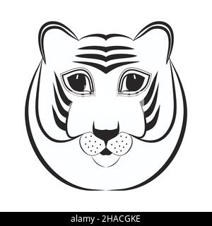 Portrait de tigress noir-blanc.Face de tigre isolée.Illustration Wild Cat.L'Amour ou le tigre africain.Grand imprimé chats.Logo Vector Tiger Head pour Illustration de Vecteur
