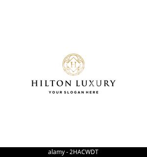 logo Hilton LUXURY initial avec lettre de marque plate Illustration de Vecteur