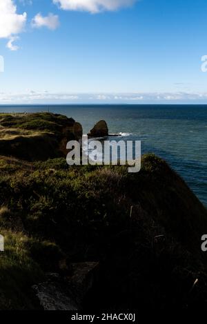 France, Normandie, le 2020-10-11.Illustration de la vie quotidienne en Normandie.La Pointe du hoc.Photo de Martin Bertrand.France, Normandie, le 2020-1 Banque D'Images