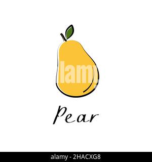 Illustration plate de dessin animé à vecteur PEAR.Logo fruits et légumes frais. Illustration de Vecteur