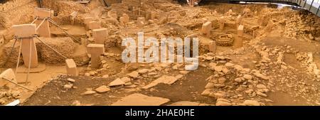 Site archéologique de Gobeklitepe.Vue panoramique sur le site archéologique de Gobeklitepe à Sanliurfa en Turquie.Tourisme en Turquie. Banque D'Images