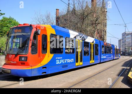 Sheffield Supertram Light Railway, Sheffield, South Yorkshire, Angleterre, Royaume-Uni Banque D'Images