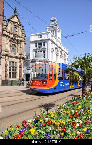 Sheffield Supertram Light Railway, Sheffield, South Yorkshire, Angleterre, Royaume-Uni Banque D'Images