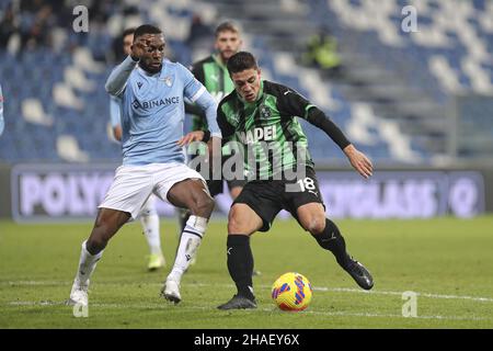 Reggio Emilia, Italie.12th décembre 2021.Giacomo Raspadori (Sassuolo) en action pendant les États-Unis Sassuolo vs SS Lazio, football italien série A match à Reggio Emilia, Italie, décembre 12 2021 crédit: Agence de photo indépendante/Alamy Live News Banque D'Images