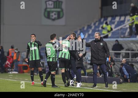 Reggio Emilia, Italie.12th décembre 2021.Domenico Berardi (Sassuolo) célèbre pour le but pendant les États-Unis Sassuolo vs SS Lazio, football italien série A match à Reggio Emilia, Italie, décembre 12 2021 crédit: Agence de photo indépendante / Alamy Live News Banque D'Images