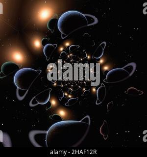 Fractale des planètes.3D rendu Banque D'Images