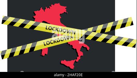 bande de maintien sur la silhouette italienne.Menace du coronavirus.Image de concept.Illustration vectorielle Illustration de Vecteur