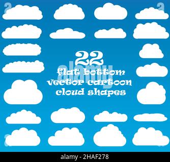 Icônes de vecteur de nuage isolées sur fond bleu ciel, ensemble de nuages de vecteur de dessin animé Illustration de Vecteur