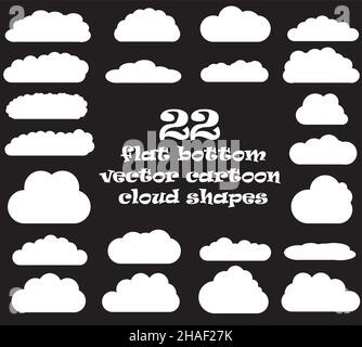 Icônes de vecteur de nuage isolées sur fond noir, ensemble de nuages de vecteur de dessin animé Illustration de Vecteur