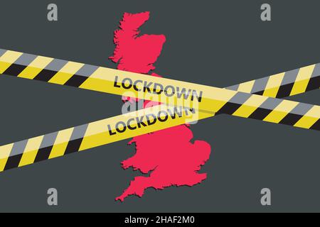 Bande de maintien sur la silhouette de l'État du Royaume-Uni.Menace du coronavirus.Image de concept.Illustration vectorielle Illustration de Vecteur
