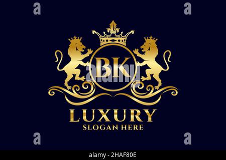 BK Letter Lion Royal Luxury logo modèle en illustration vectorielle pour les projets de marque de luxe et autres illustrations vectorielles. Illustration de Vecteur