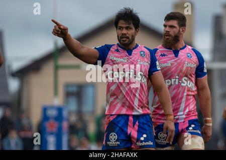 Galway, Irlande.12th décembre 2021.TALALELEI GRAY du Stade Francais lors de la Heineken Champions Cup, Round 1, Pool B match entre Connacht Rugby et Stade Francais Paris au Sportsground de Galway, Irlande, le 12 décembre 2021 (photo par Andrew SURMA/ Credit: SIPA USA/Alay Live News Banque D'Images