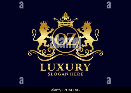 MODÈLE DE logo OZ Letter Lion Royal Luxury dans une illustration vectorielle pour les projets de marque de luxe et autres illustrations vectorielles. Illustration de Vecteur