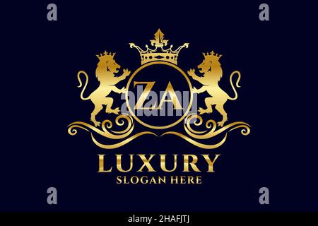 ZA lettre Lion Royal Luxury logo modèle en illustration vectorielle pour les projets de marque de luxe et autres illustrations vectorielles. Illustration de Vecteur