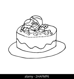 Illustration de gâteau d'anniversaire mignonne. Illustration de Vecteur