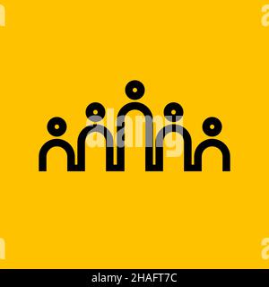 Structure hiérarchique de l'organisation.Collectif de personnes.Logo de leadership.Symbole de ligne d'attache.Signe de bossage.Concept de mise en réseau.Illustration vectorielle Illustration de Vecteur