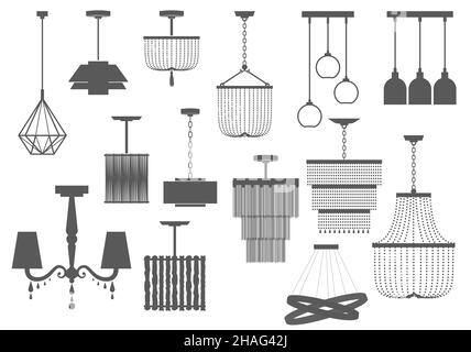 Lustre classique et moderne.Silhouette de lampes.Illustration vectorielle. Illustration de Vecteur