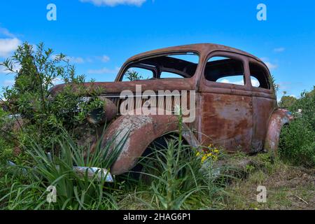 Vieux véhicules abandonnés et détériorés en Uruguay Banque D'Images
