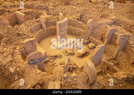 Site archéologique de Gobeklitepe.Annexe C à Gobeklitepe Sanliurfa.Le plus ancien temple du monde en Turquie.Effet de bruit. Banque D'Images